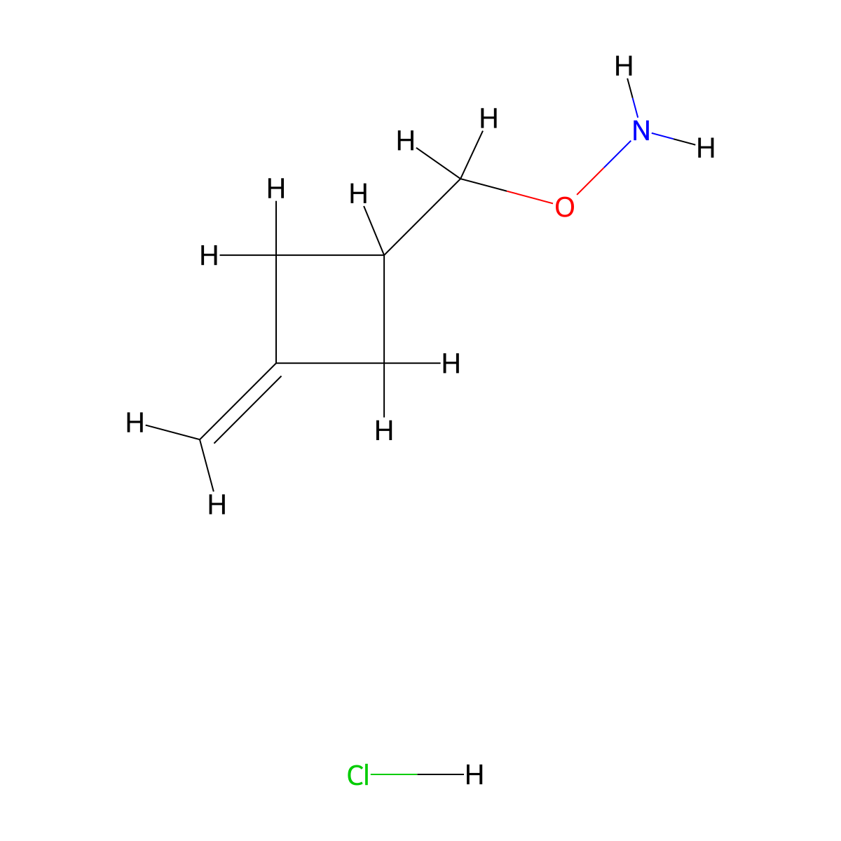 O-[(3-methylidenecyclobutyl)methyl]hydroxylamine hydrochloride molecular structure, CAS 2613383-90-5