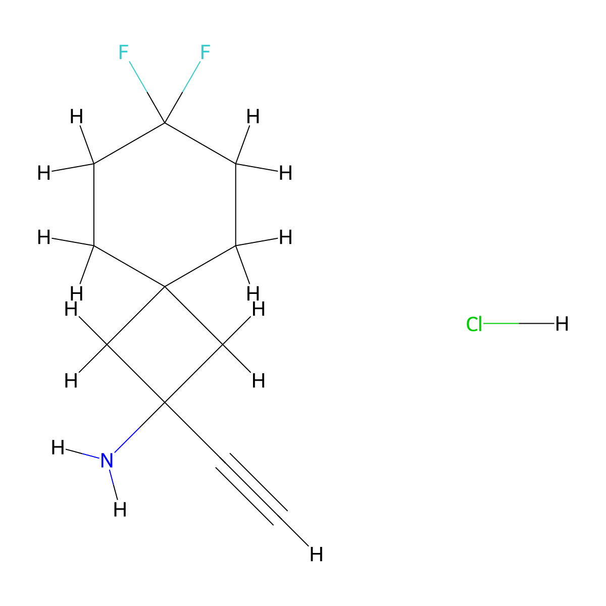 2-Ethynyl-7,7-difluorospiro[3.5]nonan-2-aminehydrochloride molecular structure, CAS 2613383-95-0