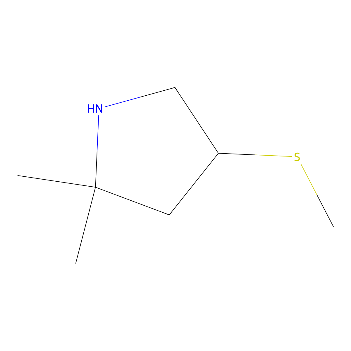 2,2-Dimethyl-4-(methylsulfanyl)pyrrolidine molecular structure, CAS 2613384-00-0