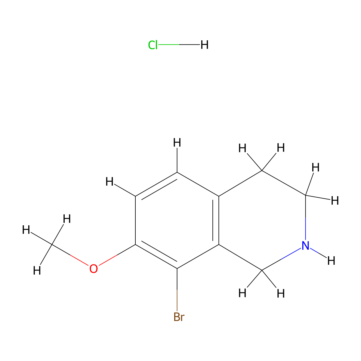 8-Bromo-7-methoxy-1,2,3,4-tetrahydroisoquinoline hydrochloride molecular structure, CAS 2613384-04-4