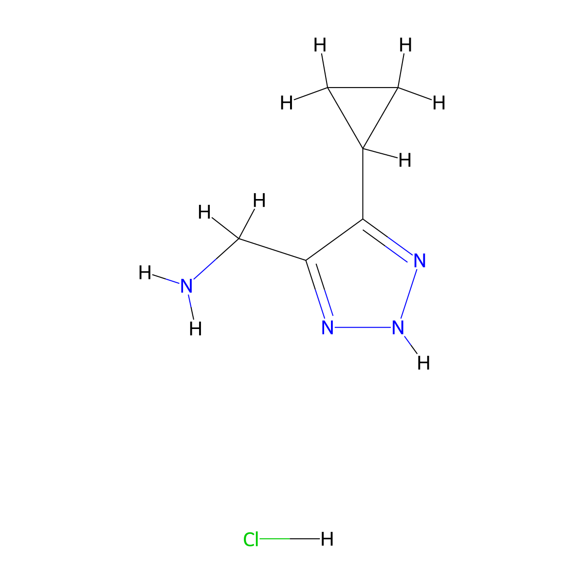 1-(5-cyclopropyl-1H-1,2,3-triazol-4-yl)methanaminehydrochloride molecular structure, CAS 2613384-15-7