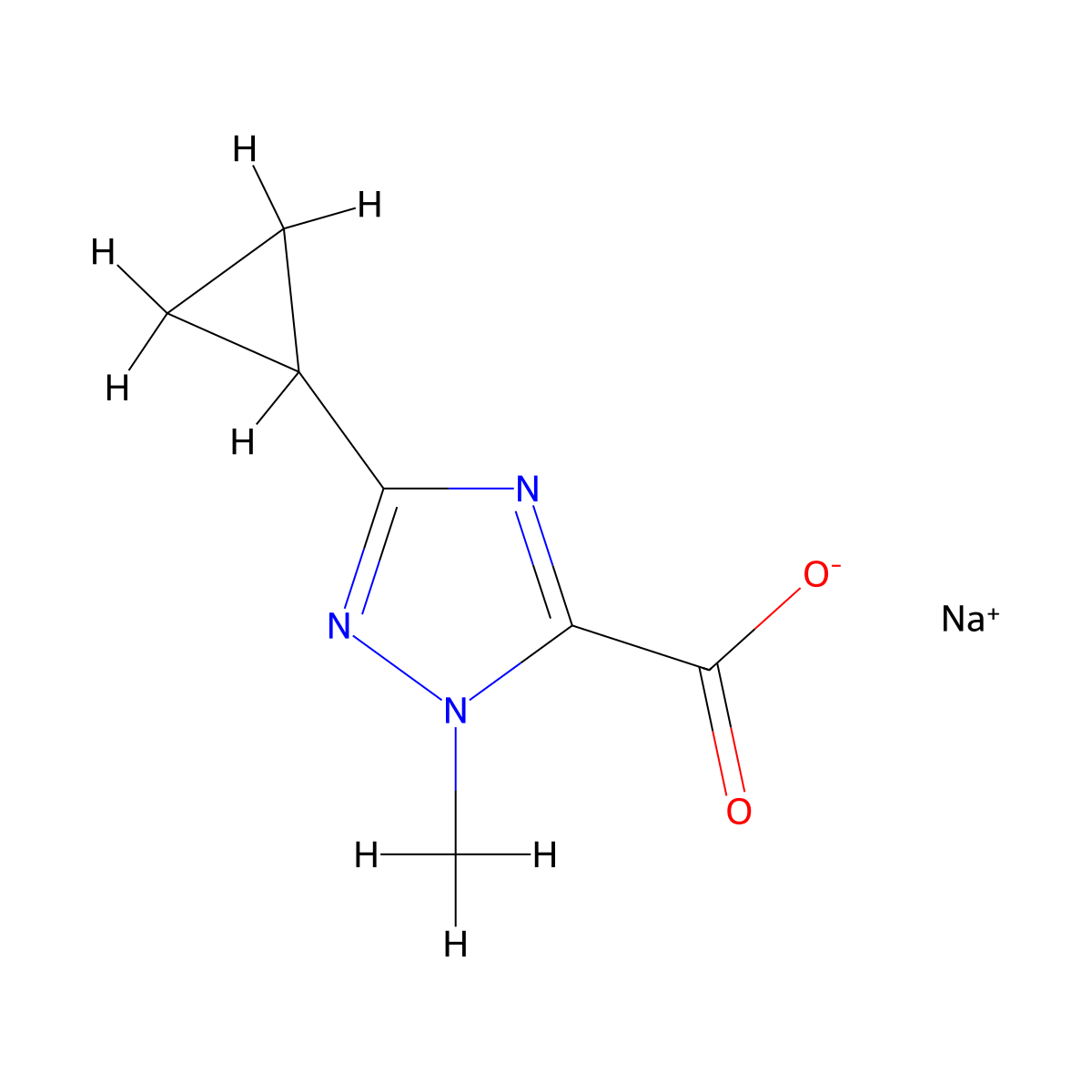 sodium3-cyclopropyl-1-methyl-1H-1,2,4-triazole-5-carboxylate molecular structure, CAS 2613384-22-6