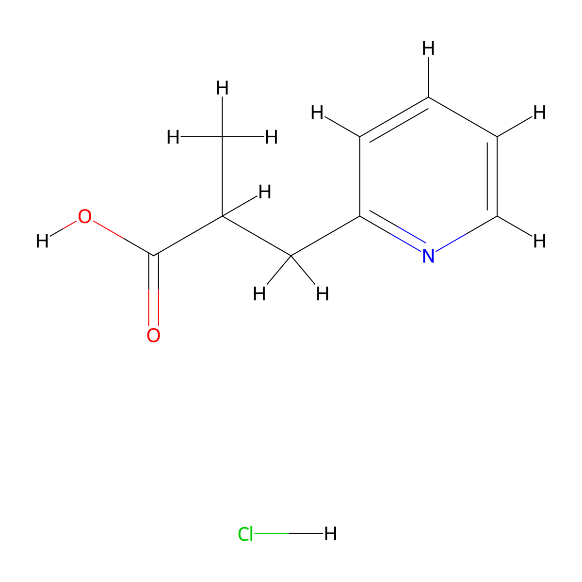2-Methyl-3-(pyridin-2-yl)propanoic acid hydrochloride molecular structure, CAS 2613384-23-7