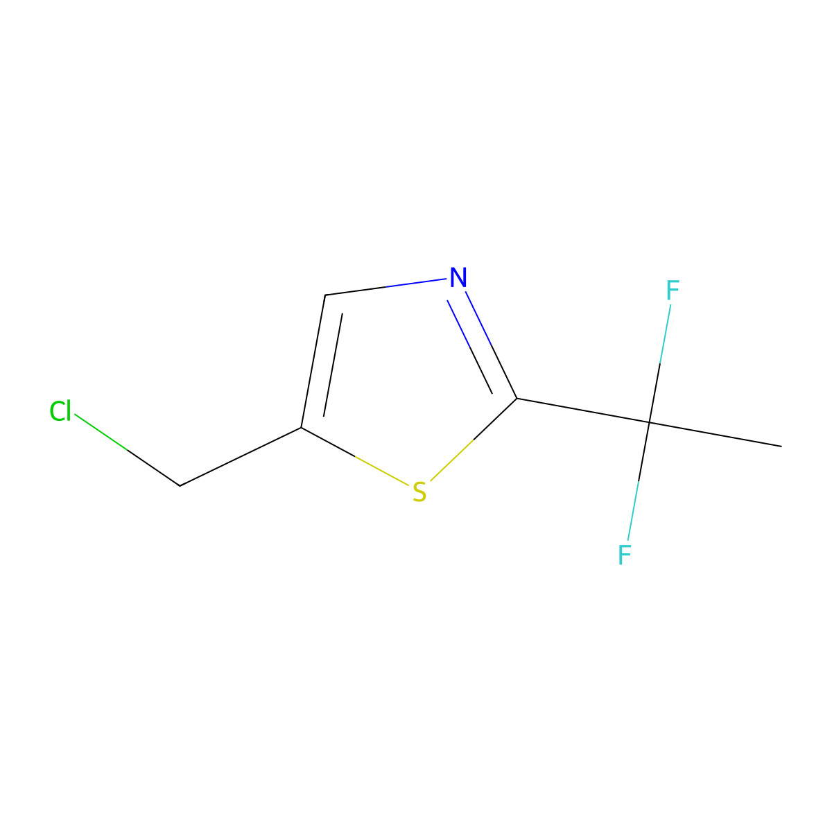 5-(Chloromethyl)-2-(1,1-difluoroethyl)-1,3-thiazole molecular structure, CAS 2613384-27-1