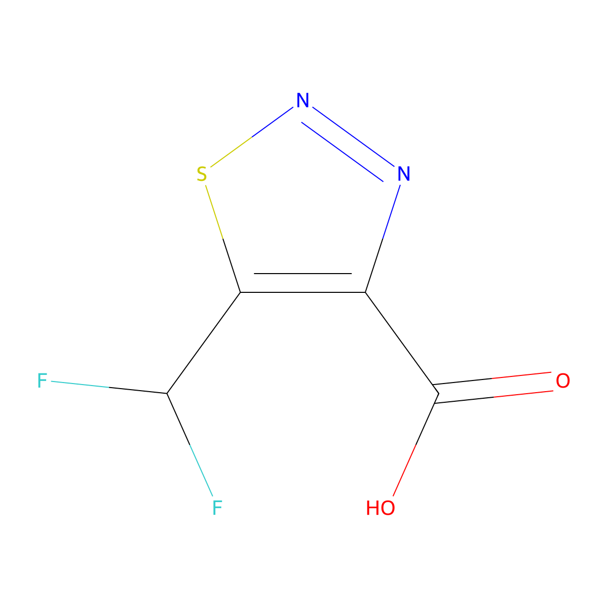 5-(Difluoromethyl)-1,2,3-thiadiazole-4-carboxylicacid molecular structure, CAS 2613384-31-7