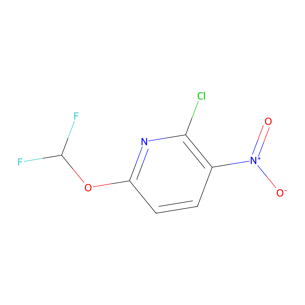 2-Chloro-6-(difluoromethoxy)-3-nitropyridine molecular structure, CAS 2613384-36-2
