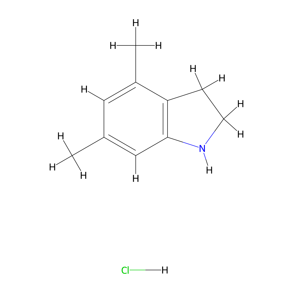 4,6-dimethyl-2,3-dihydro-1H-indole hydrochloride molecular structure, CAS 2613384-37-3