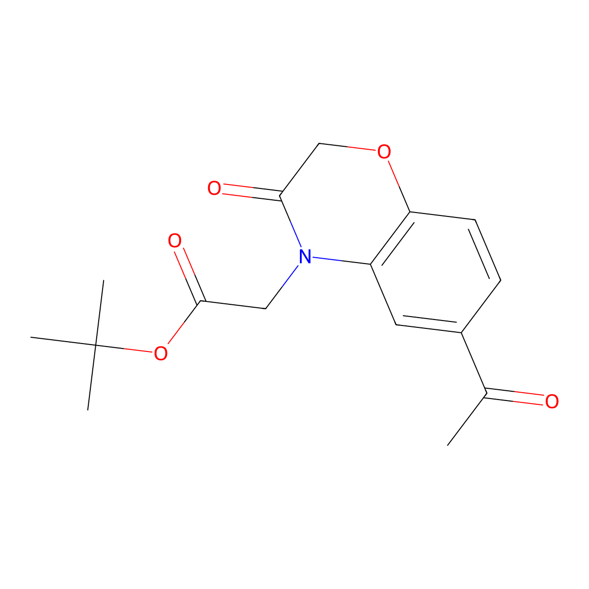 tert-butyl 2-(6-acetyl-3-oxo-3,4-dihydro-2H-1,4-benzoxazin-4-yl)acetate molecular structure, CAS 2613384-38-4