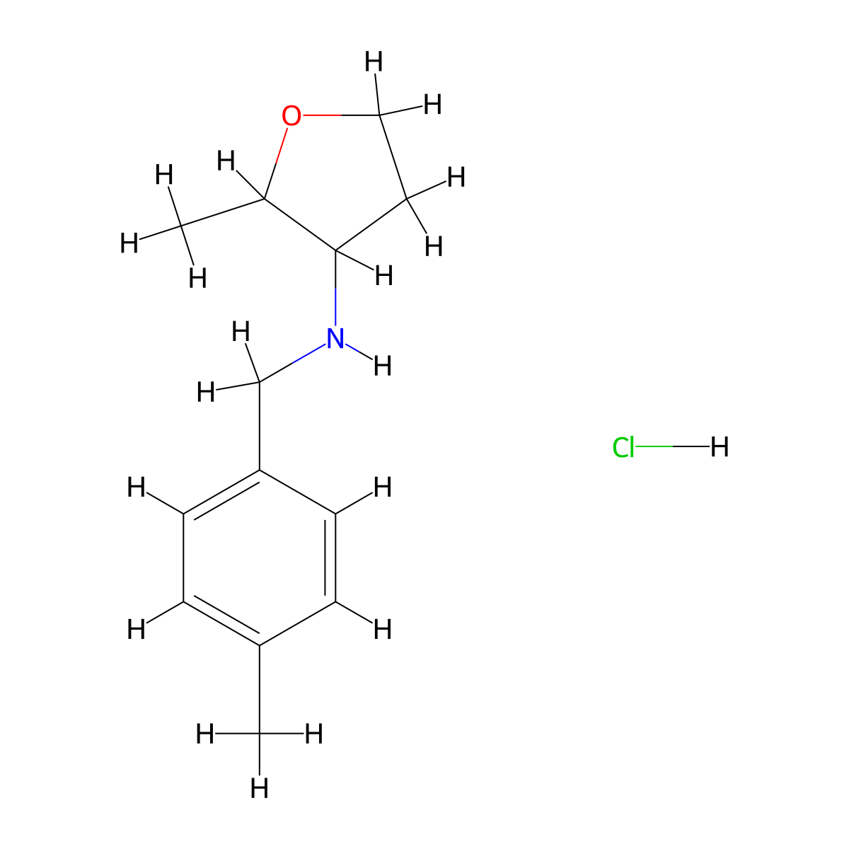 2-methyl-N-[(4-methylphenyl)methyl]oxolan-3-amine hydrochloride molecular structure, CAS 2613384-50-0