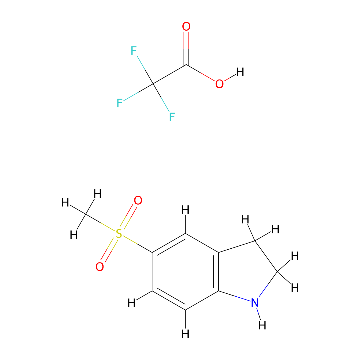 5-methanesulfonyl-2,3-dihydro-1H-indole; trifluoroacetic acid molecular structure, CAS 2613384-51-1