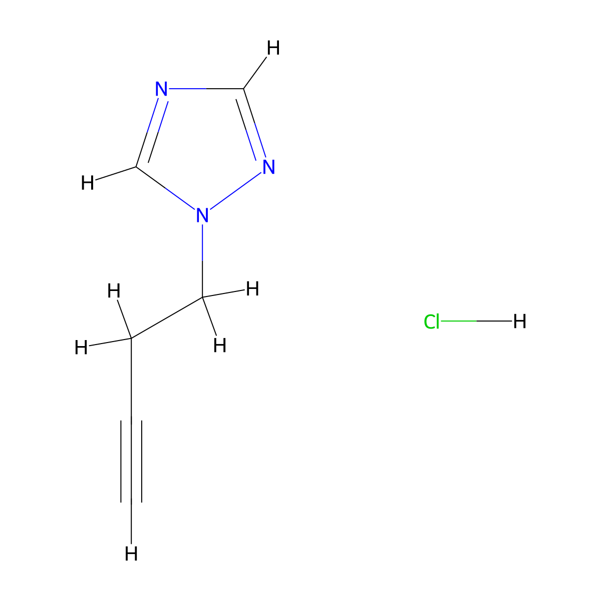 1-(but-3-yn-1-yl)-1H-1,2,4-triazole hydrochloride molecular structure, CAS 2613384-54-4