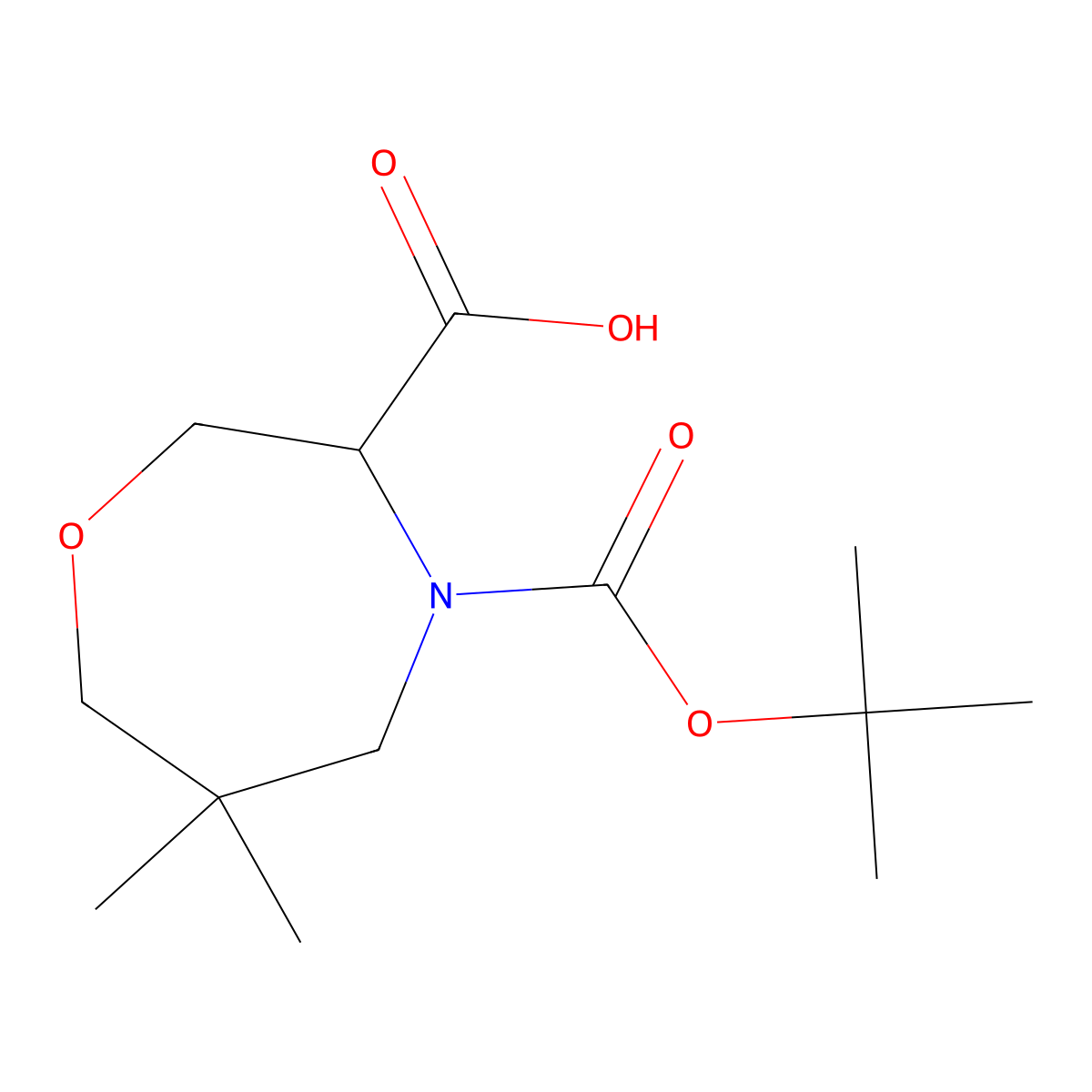 4-[(Tert-butoxy)carbonyl]-6,6-dimethyl-1,4-oxazepane-3-carboxylicacid molecular structure, CAS 2613384-57-7