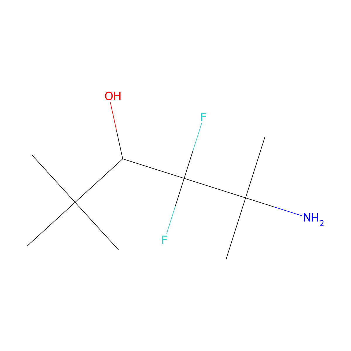 5-Amino-4,4-difluoro-2,2,5-trimethylhexan-3-ol molecular structure, CAS 2613384-58-8