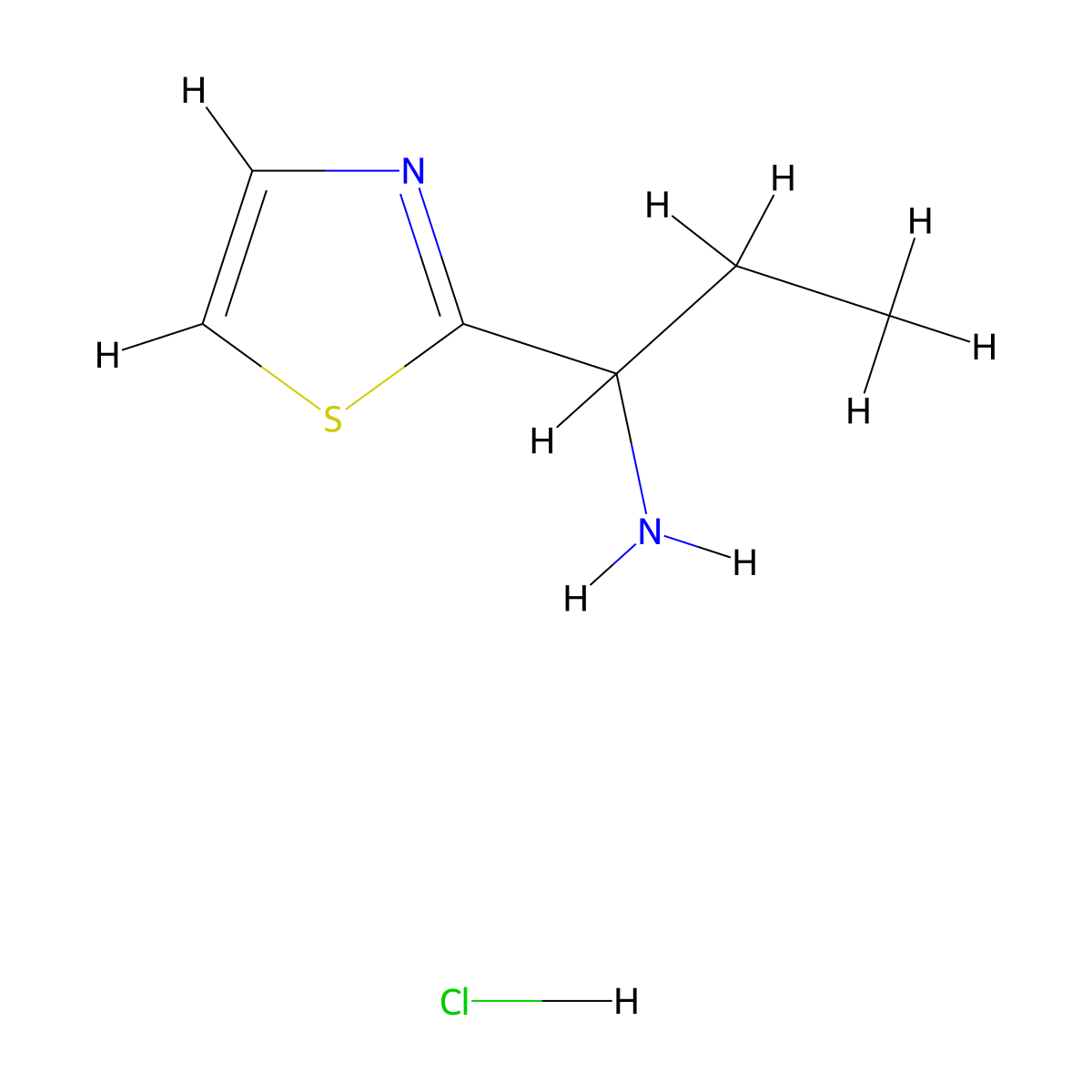 1-(1,3-Thiazol-2-yl)propan-1-amine hydrochloride molecular structure, CAS 2613384-59-9