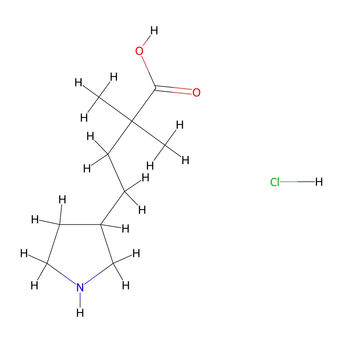 2,2-Dimethyl-4-(pyrrolidin-3-yl)butanoic acid hydrochloride molecular structure, CAS 2613384-61-3