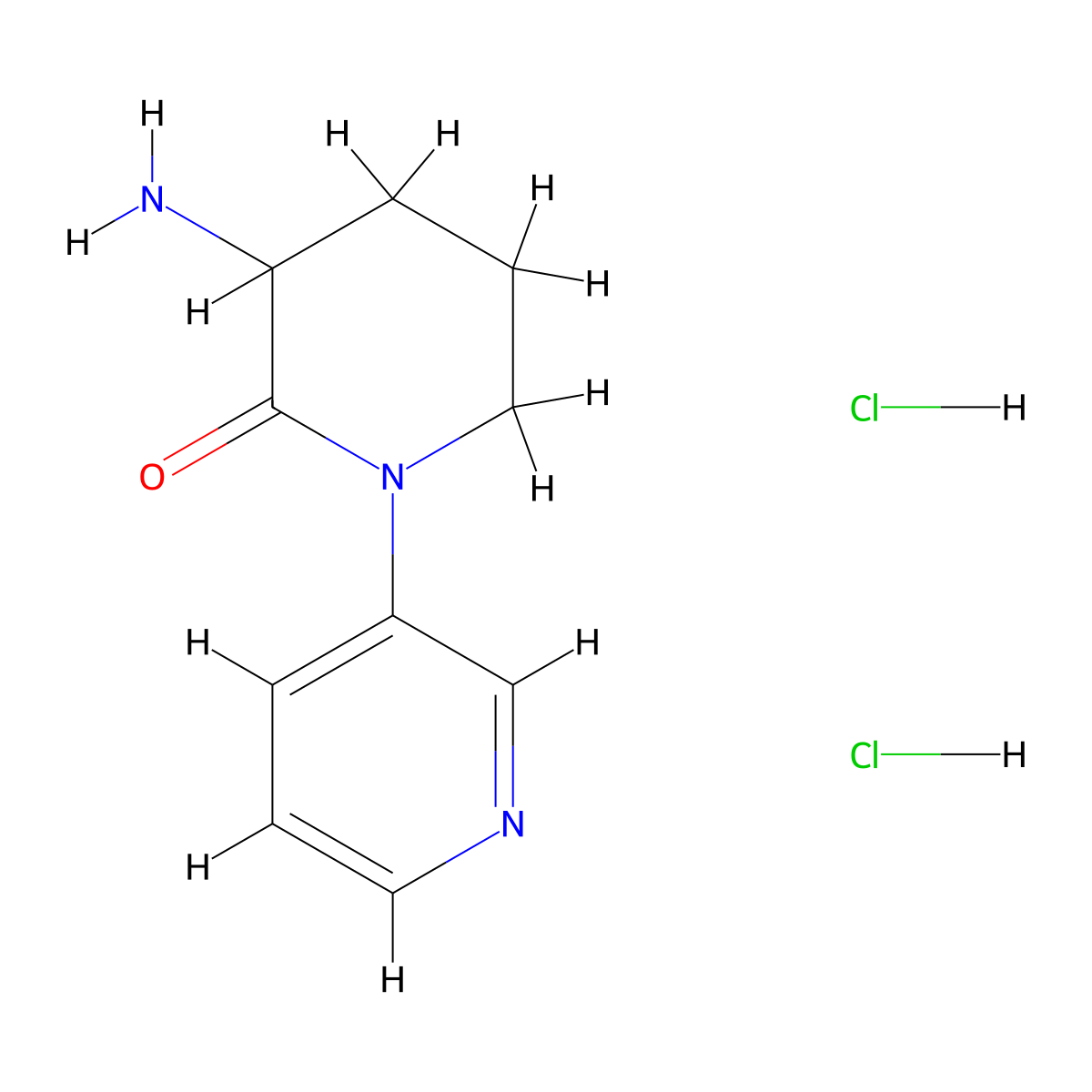 3-Amino-1-(pyridin-3-yl)piperidin-2-one dihydrochloride molecular structure, CAS 2613384-68-0
