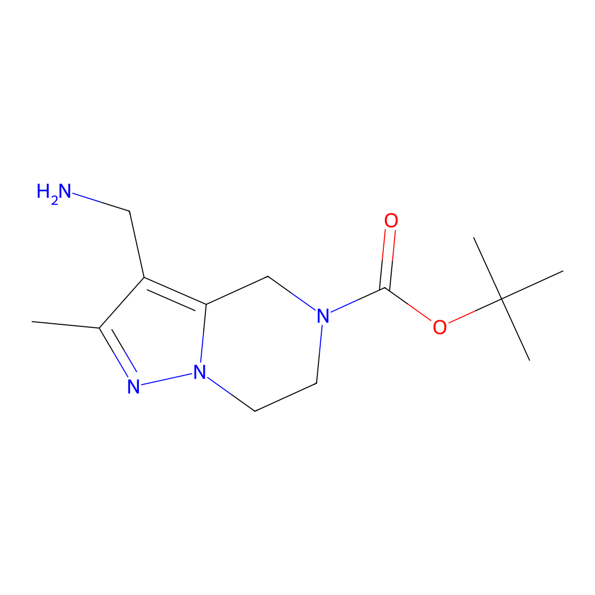 tert-butyl3-(aminomethyl)-2-methyl-4H,5H,6H,7H-pyrazolo[1,5-a]pyrazine-5-carboxylate molecular structure, CAS 2613384-69-1