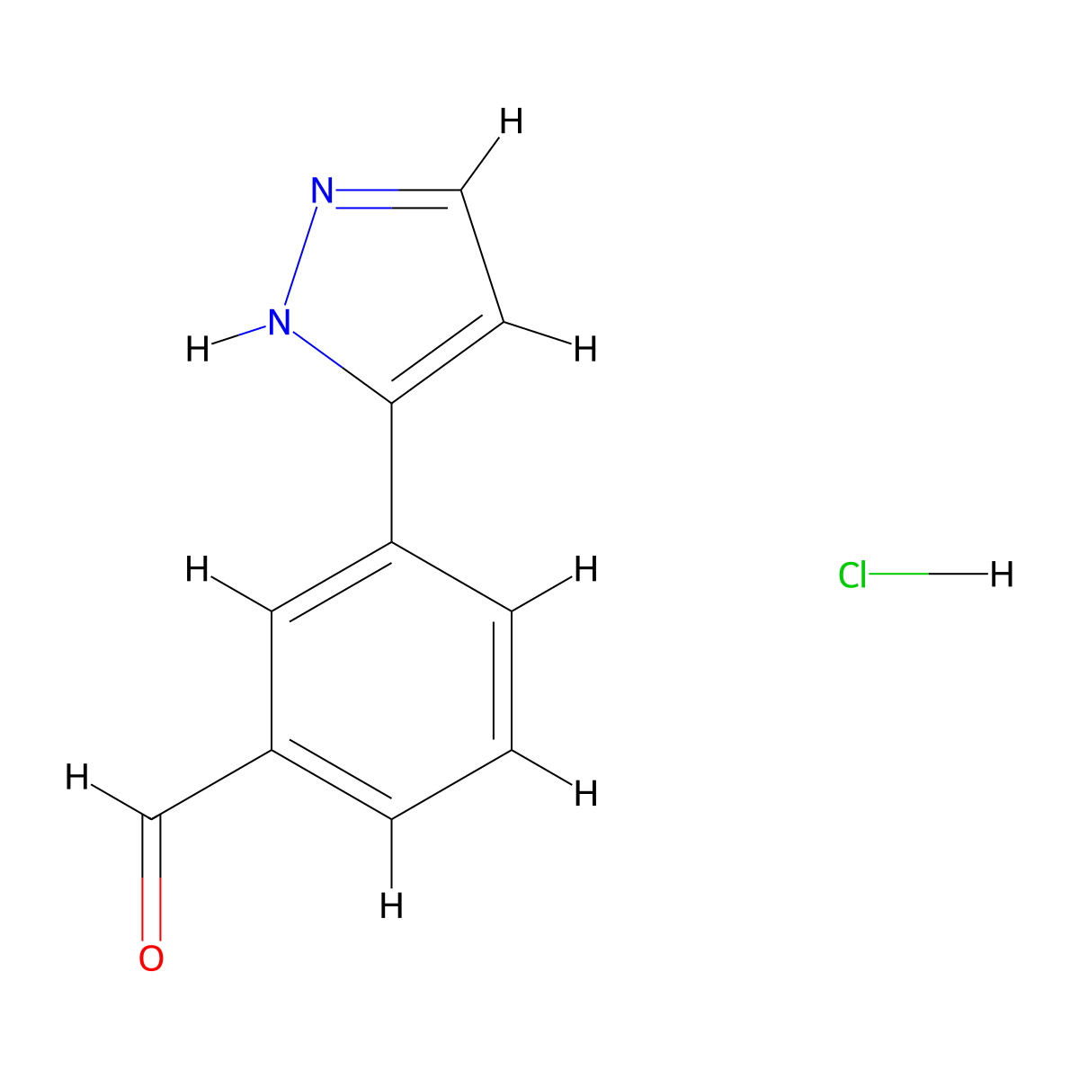 3-(1H-pyrazol-3-yl)benzaldehyde hydrochloride molecular structure, CAS 2613384-72-6