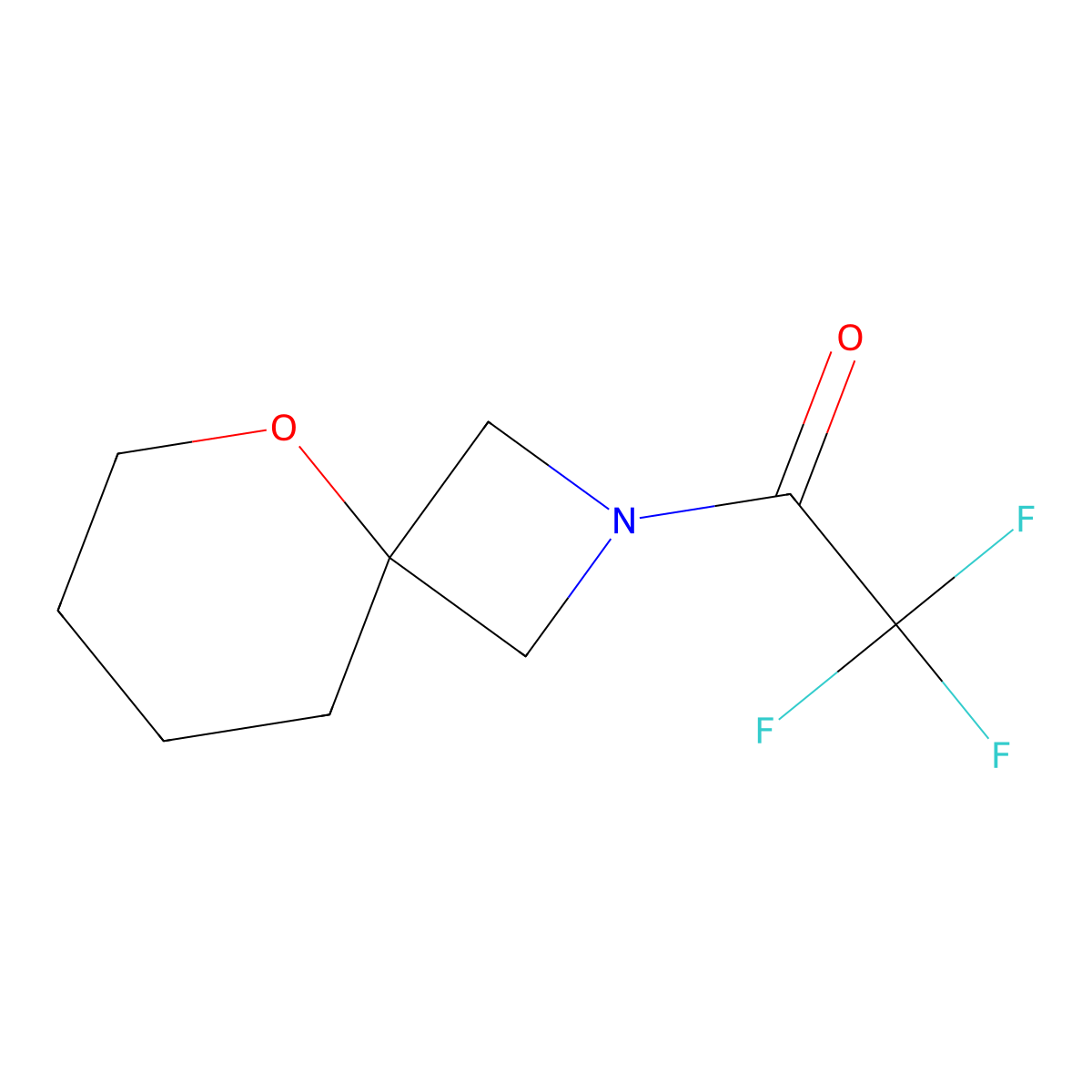 2,2,2-Trifluoro-1-{5-oxa-2-azaspiro[3.5]nonan-2-yl}ethan-1-one molecular structure, CAS 2613384-80-6