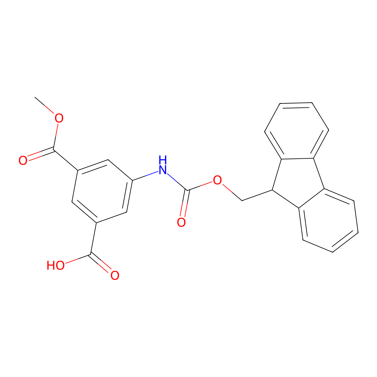 3-((((9H-fluoren-9-yl)methoxy)carbonyl)amino)-5-(methoxycarbonyl)benzoic acid molecular structure, CAS 2613384-81-7