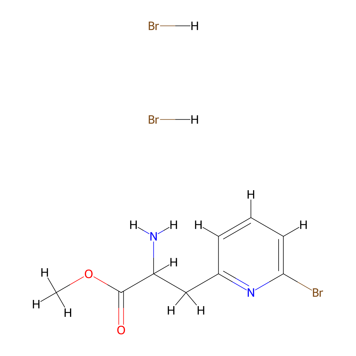 Methyl2-amino-3-(6-bromopyridin-2-yl)propanoatedihydrobromide molecular structure, CAS 2613384-86-2