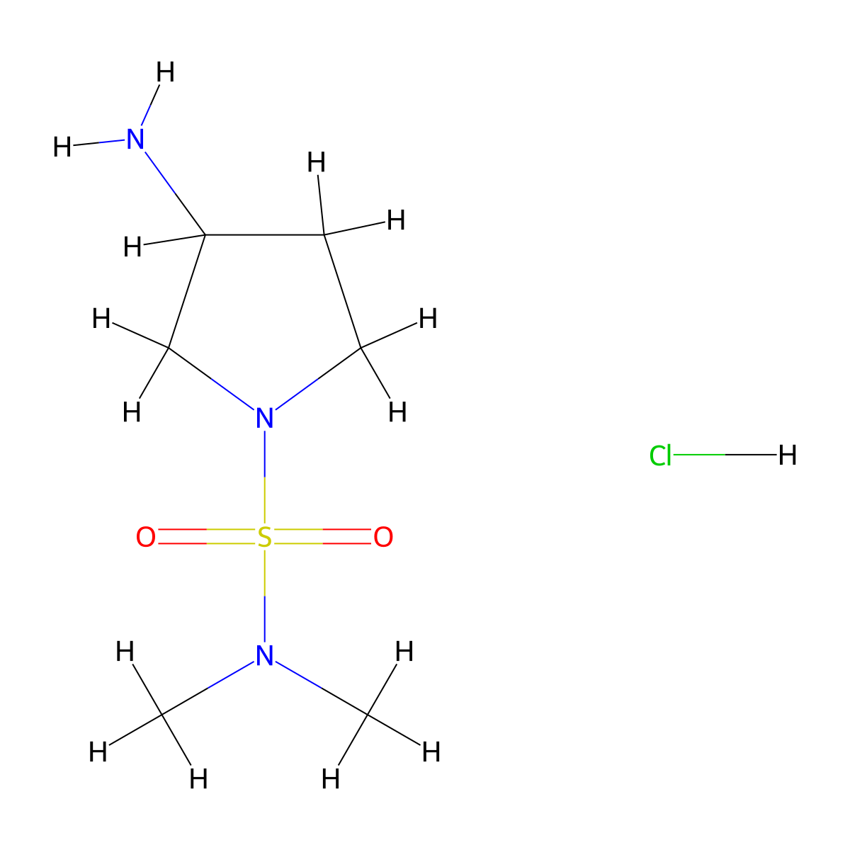 3-Amino-N,N-dimethylpyrrolidine-1-sulfonamide hydrochloride molecular structure, CAS 2613384-97-5