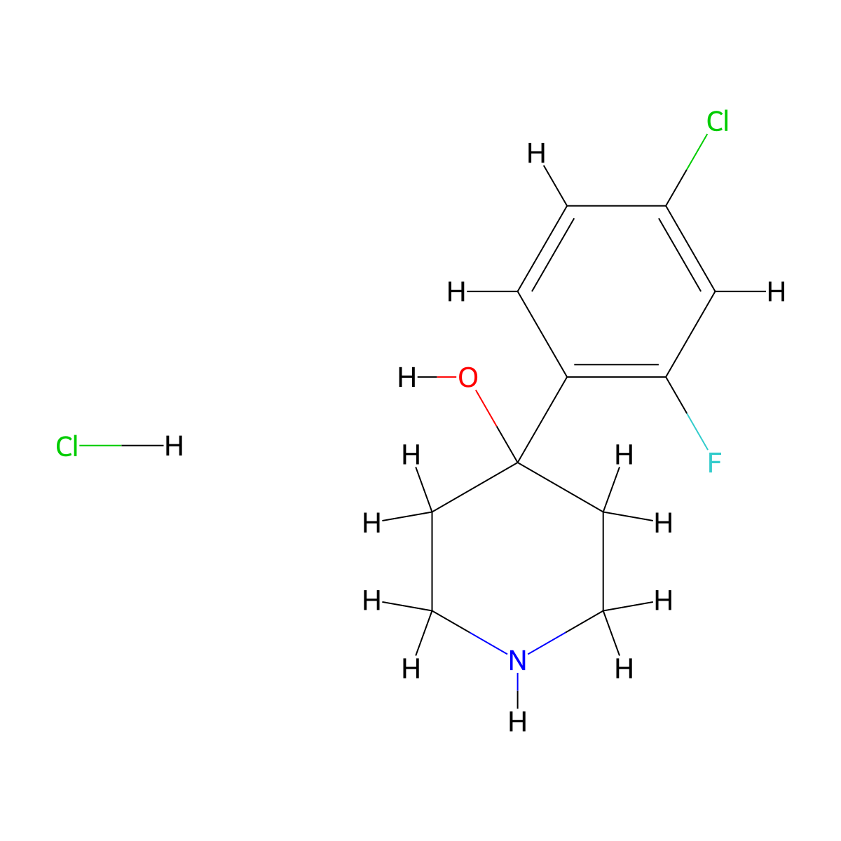 4-(4-Chloro-2-fluorophenyl)piperidin-4-ol hydrochloride molecular structure, CAS 2613385-06-9