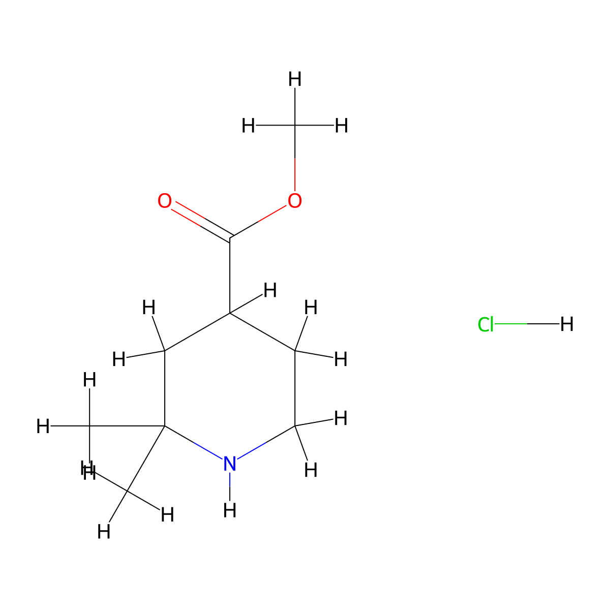 Methyl 2,2-dimethylpiperidine-4-carboxylate hydrochloride molecular structure, CAS 2613385-09-2