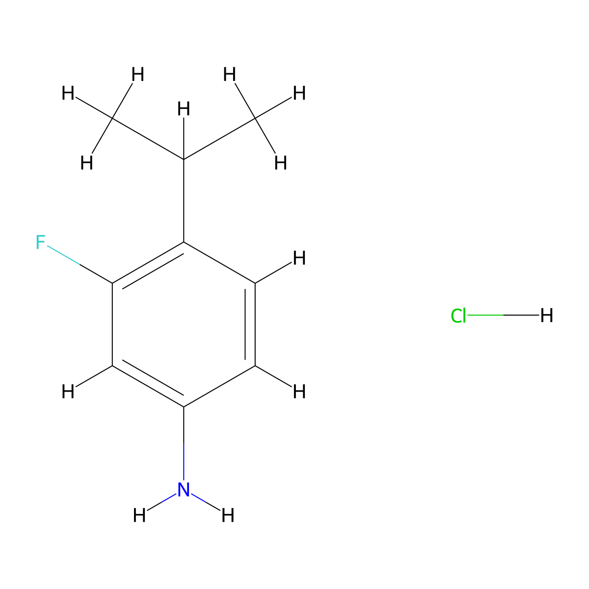 3-Fluoro-4-(propan-2-yl)aniline hydrochloride molecular structure, CAS 2613385-13-8