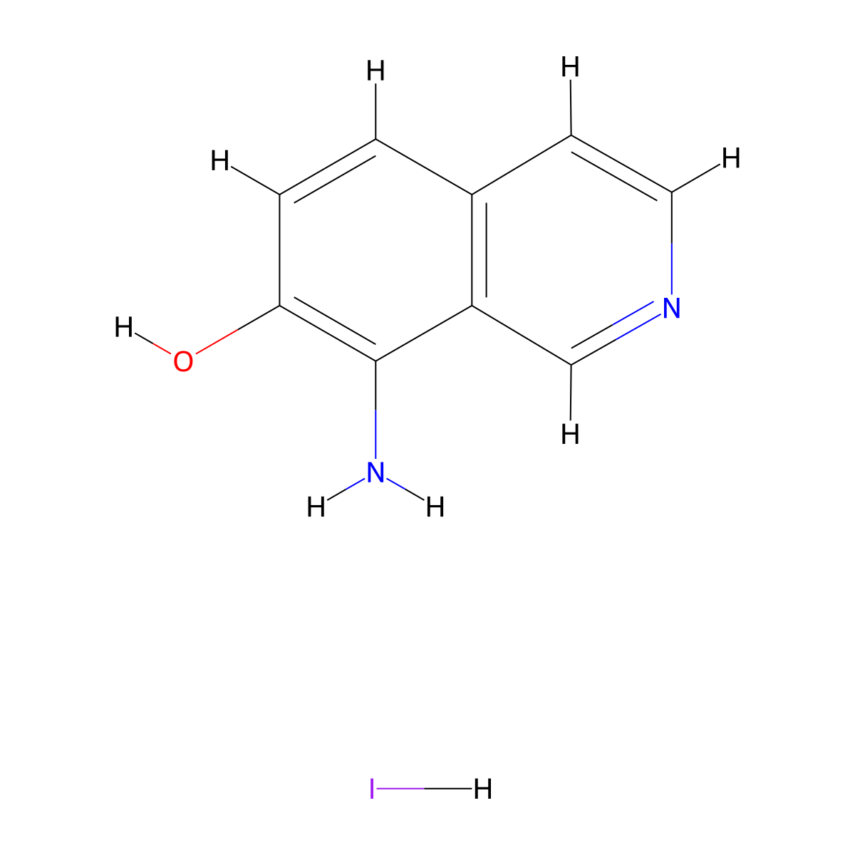 8-Aminoisoquinolin-7-olhydroiodide molecular structure, CAS 2613385-16-1