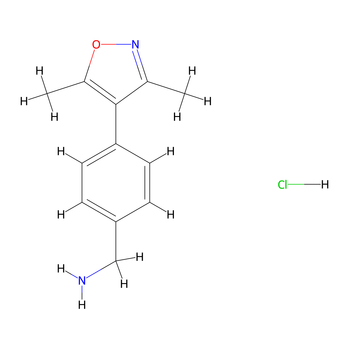1-[4-(3,5-Dimethyl-1,2-oxazol-4-yl)phenyl]methanamine hydrochloride molecular structure, CAS 2613385-20-7