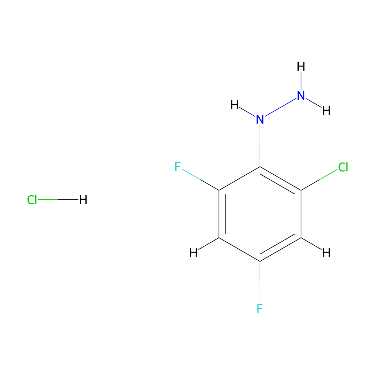 (2-Chloro-4,6-difluorophenyl)hydrazine hydrochloride molecular structure, CAS 2613385-23-0