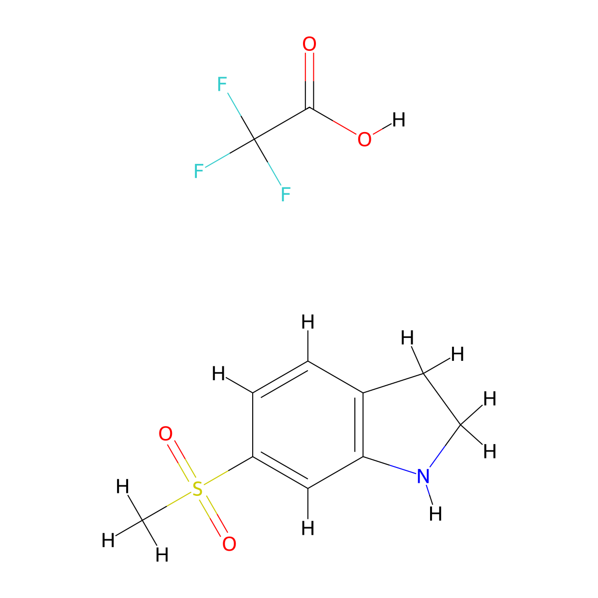 6-methanesulfonyl-2,3-dihydro-1H-indole; trifluoroacetic acid molecular structure, CAS 2613385-25-2