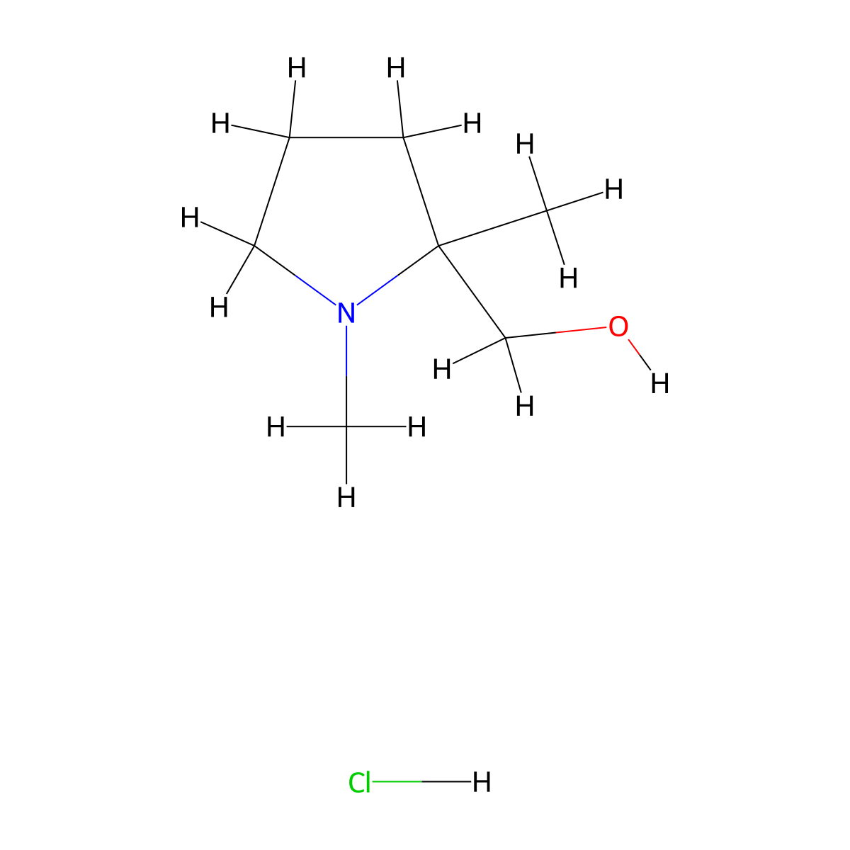(1,2-Dimethylpyrrolidin-2-yl)methanol hydrochloride molecular structure, CAS 2613385-29-6