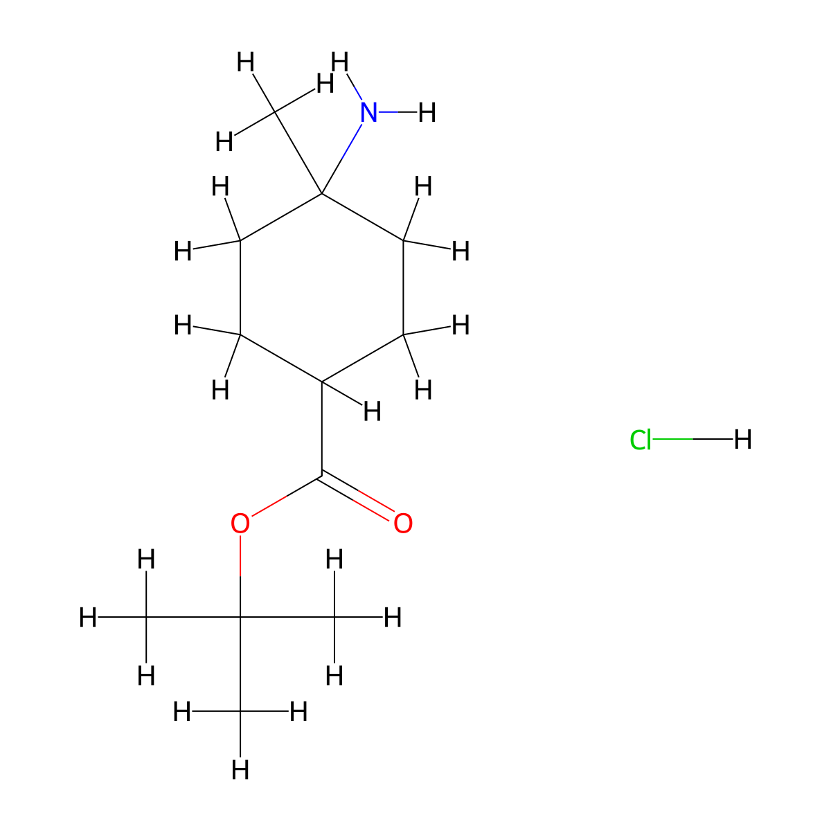 Tert-butyl 4-amino-4-methylcyclohexane-1-carboxylate hydrochloride molecular structure, CAS 2613385-38-7