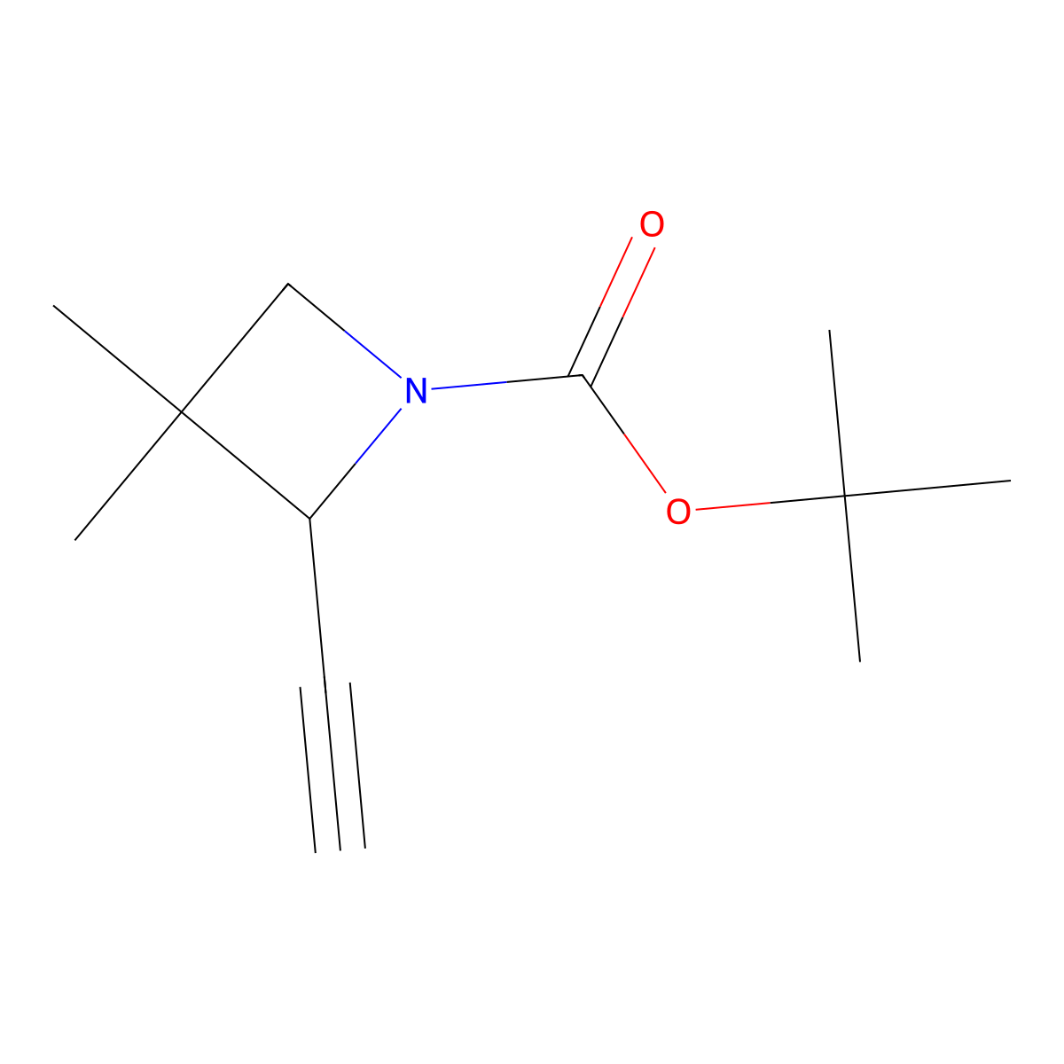 Tert-butyl 2-ethynyl-3,3-dimethylazetidine-1-carboxylate molecular structure, CAS 2613385-39-8