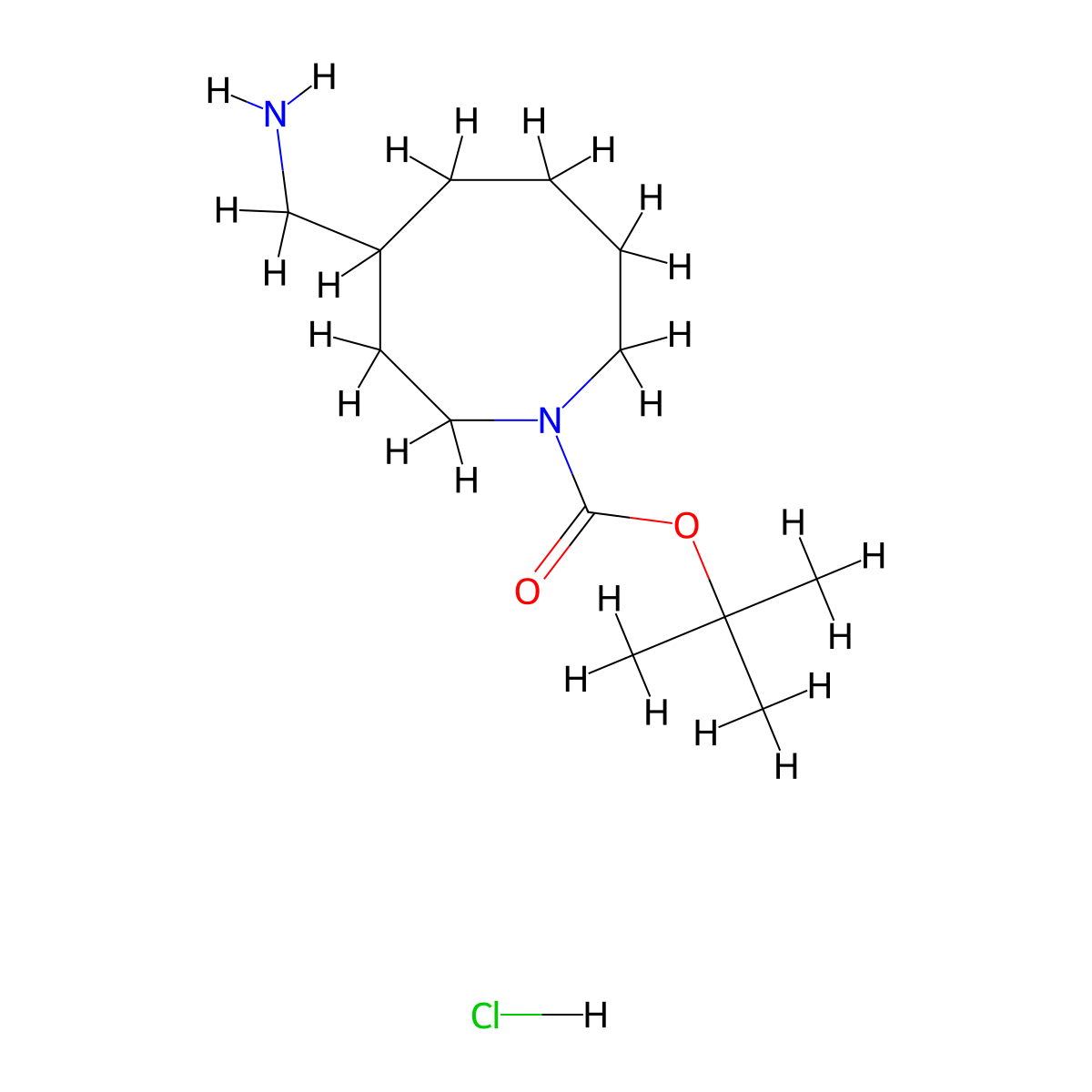 Tert-butyl 4-(aminomethyl)azocane-1-carboxylate hydrochloride molecular structure, CAS 2613385-42-3