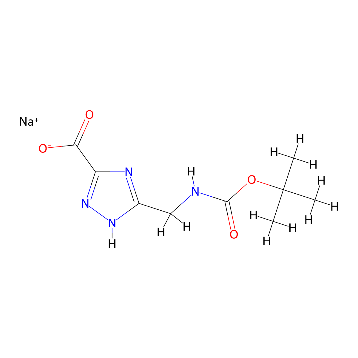 sodium 5-({[(tert-butoxy)carbonyl]amino}methyl)-1H-1,2,4-triazole-3-carboxylate molecular structure, CAS 2613385-45-6