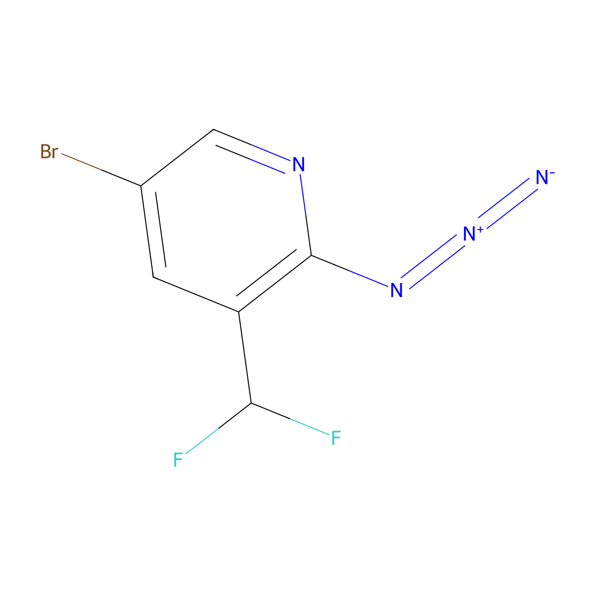 2-Azido-5-bromo-3-(difluoromethyl)pyridine molecular structure, CAS 2613385-56-9