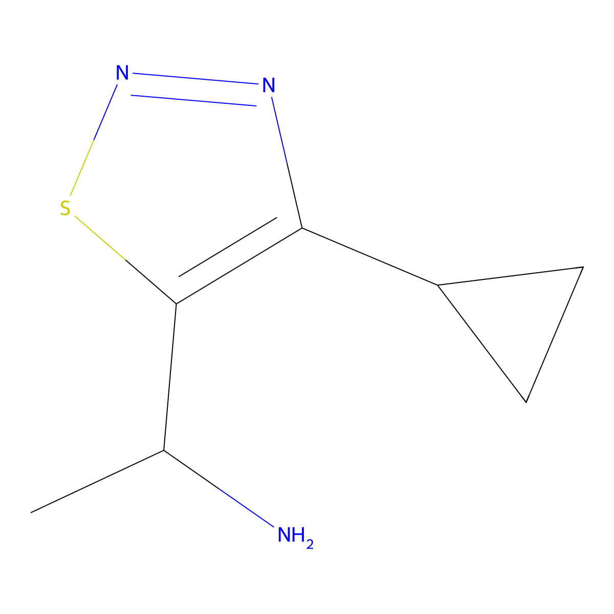 1-(4-Cyclopropyl-1,2,3-thiadiazol-5-yl)ethan-1-amine molecular structure, CAS 2613385-58-1
