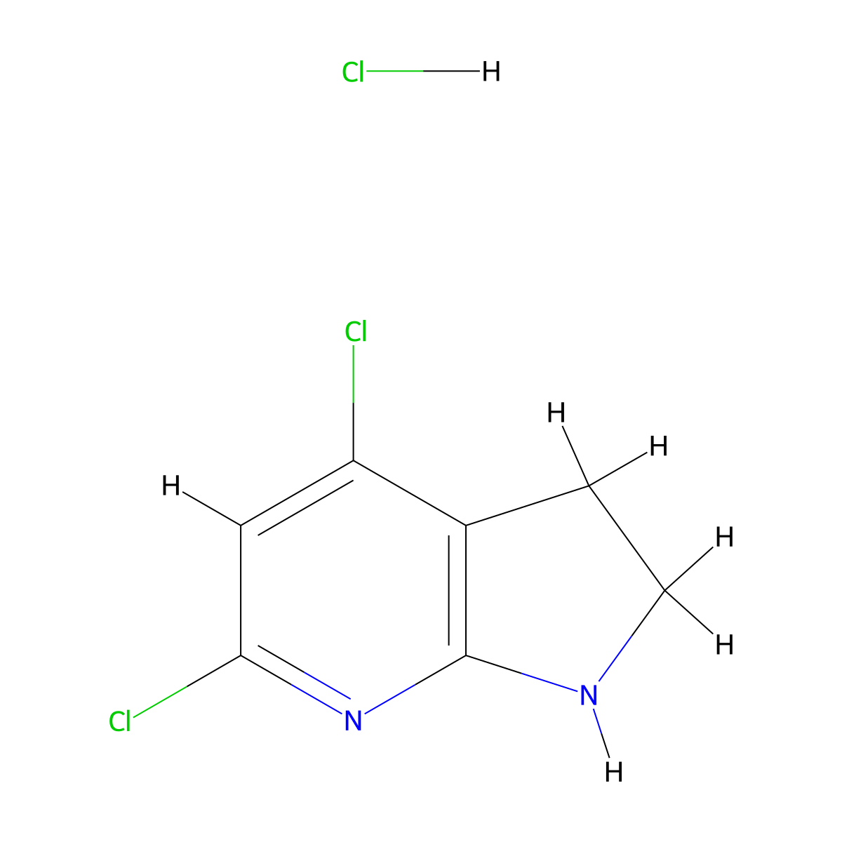 4,6-dichloro-1H,2H,3H-pyrrolo[2,3-b]pyridine hydrochloride molecular structure, CAS 2613385-62-7
