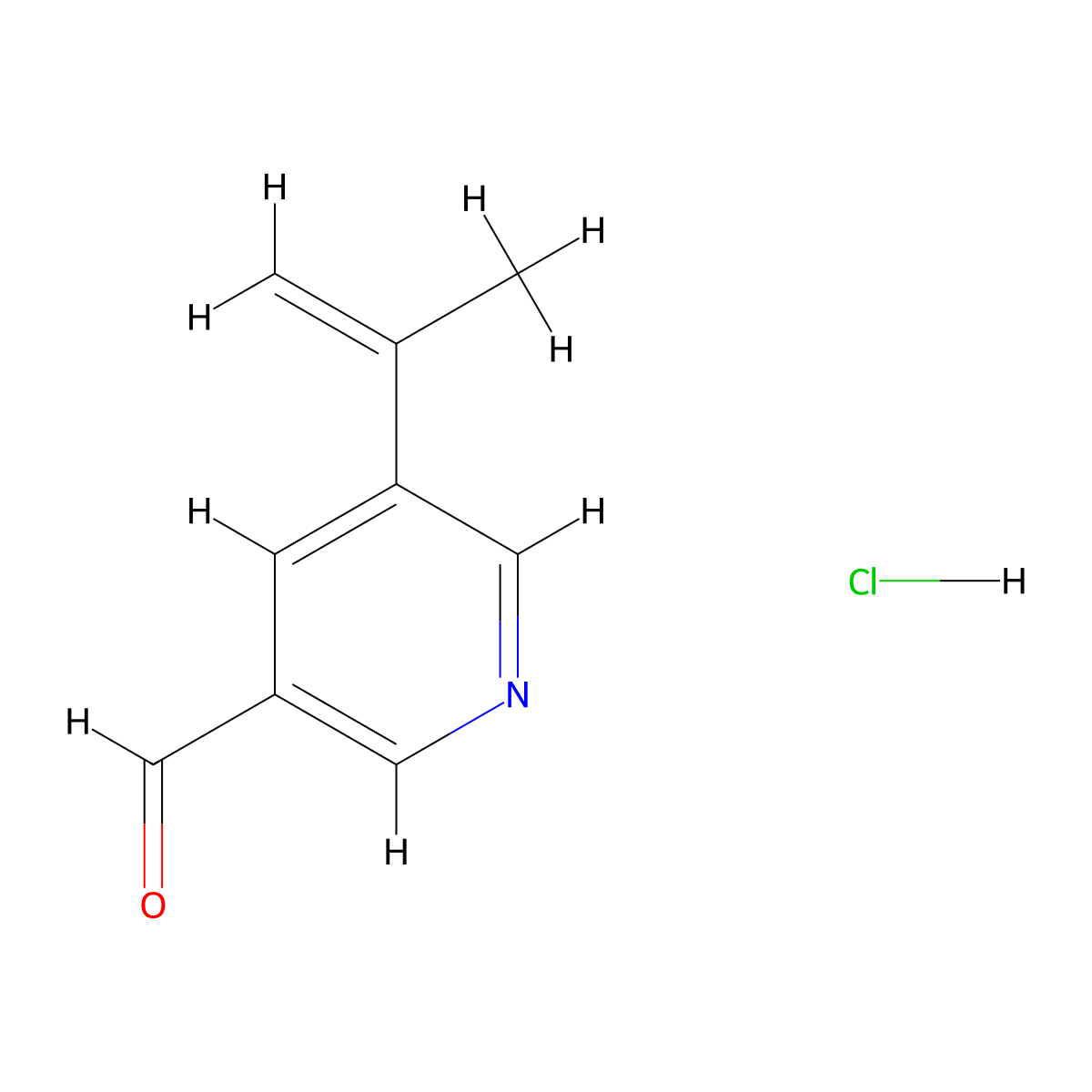 5-(Prop-1-en-2-yl)pyridine-3-carbaldehyde hydrochloride molecular structure, CAS 2613385-64-9