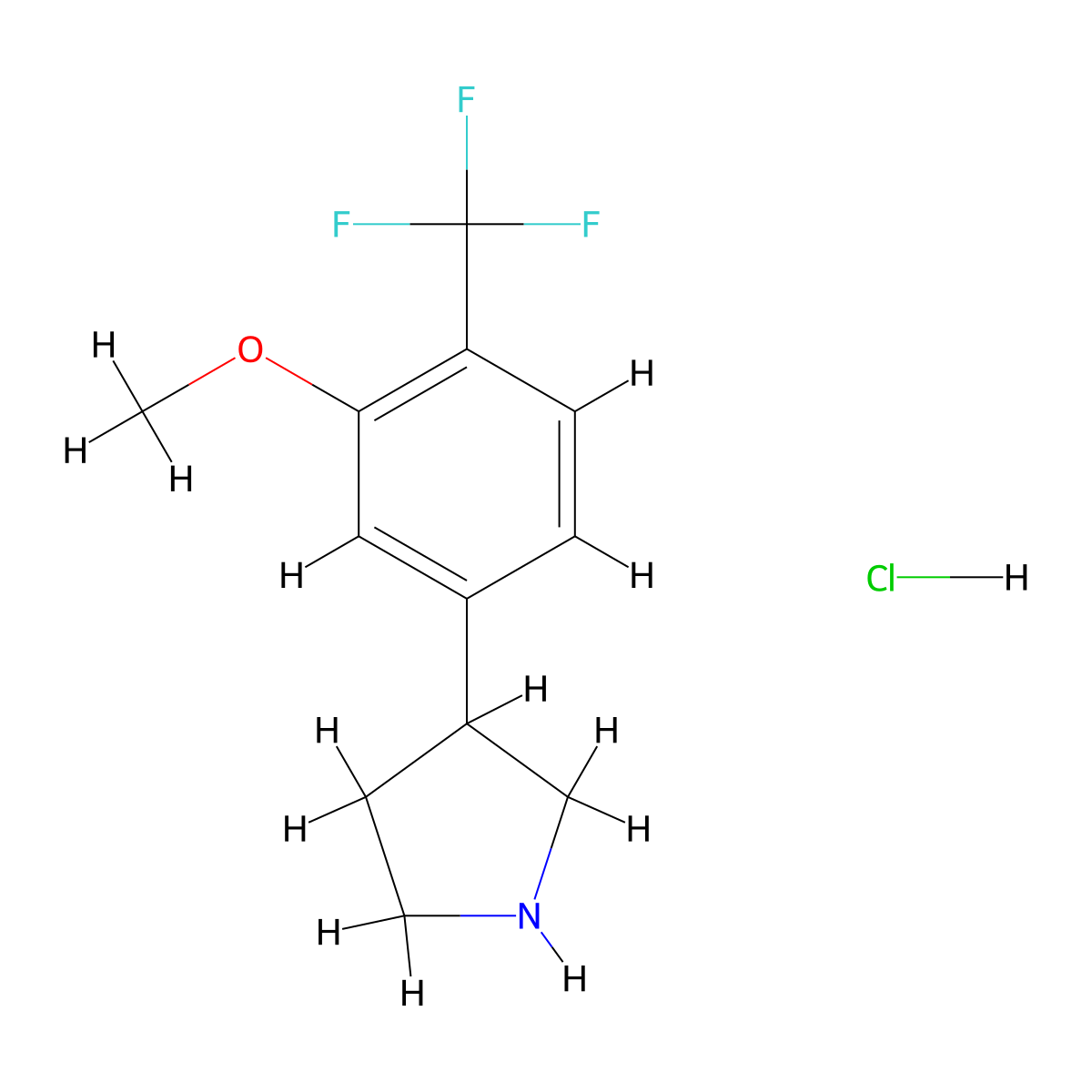 3-[3-Methoxy-4-(trifluoromethyl)phenyl]pyrrolidine hydrochloride molecular structure, CAS 2613385-69-4