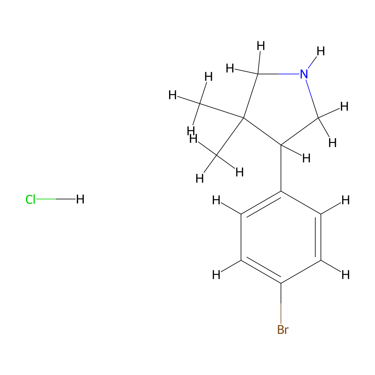 4-(4-Bromophenyl)-3,3-dimethylpyrrolidine hydrochloride molecular structure, CAS 2613385-71-8