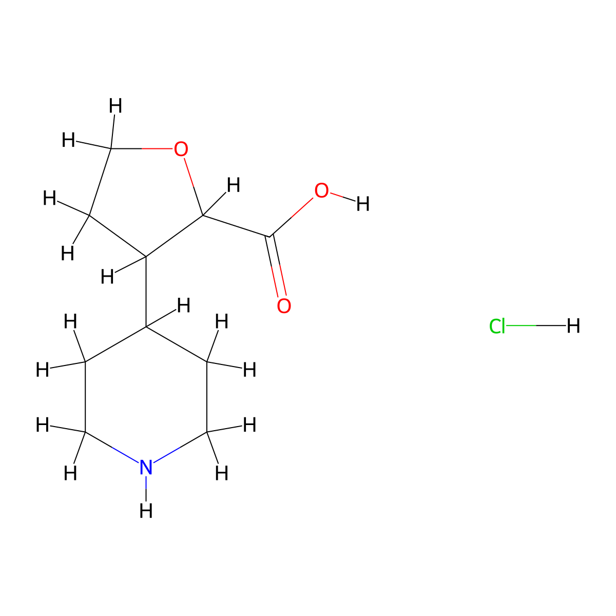 3-(Piperidin-4-yl)oxolane-2-carboxylic acid hydrochloride molecular structure, CAS 2613385-73-0