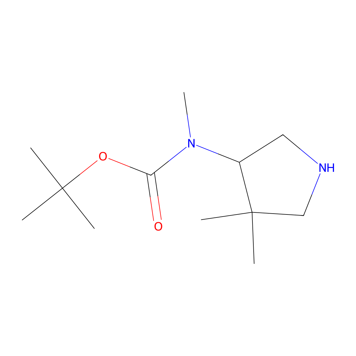 tert-butyl N-(4,4-dimethylpyrrolidin-3-yl)-N-methylcarbamate molecular structure, CAS 2613385-74-1