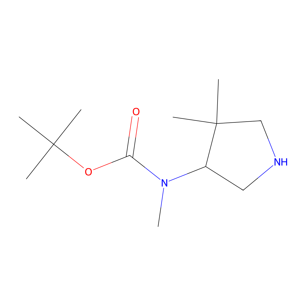 tert-butyl N-(4,4-dimethylpyrrolidin-3-yl)-N-methylcarbamate molecular structure, CAS 2613385-74-1