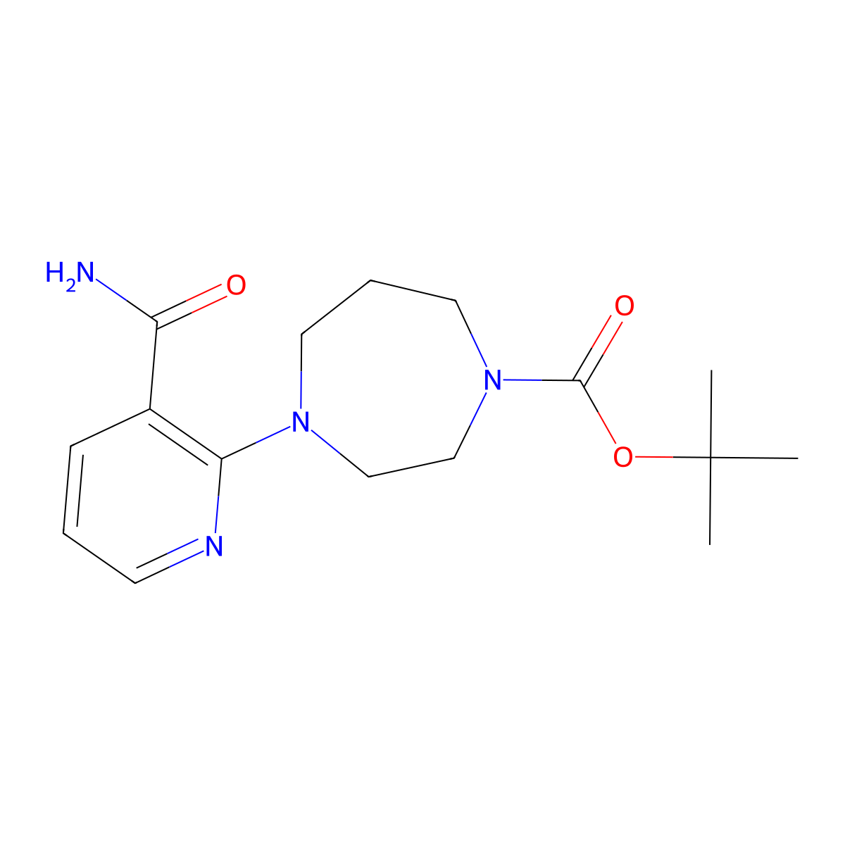 Tert-butyl4-(3-carbamoylpyridin-2-yl)-1,4-diazepane-1-carboxylate molecular structure, CAS 2613385-84-3