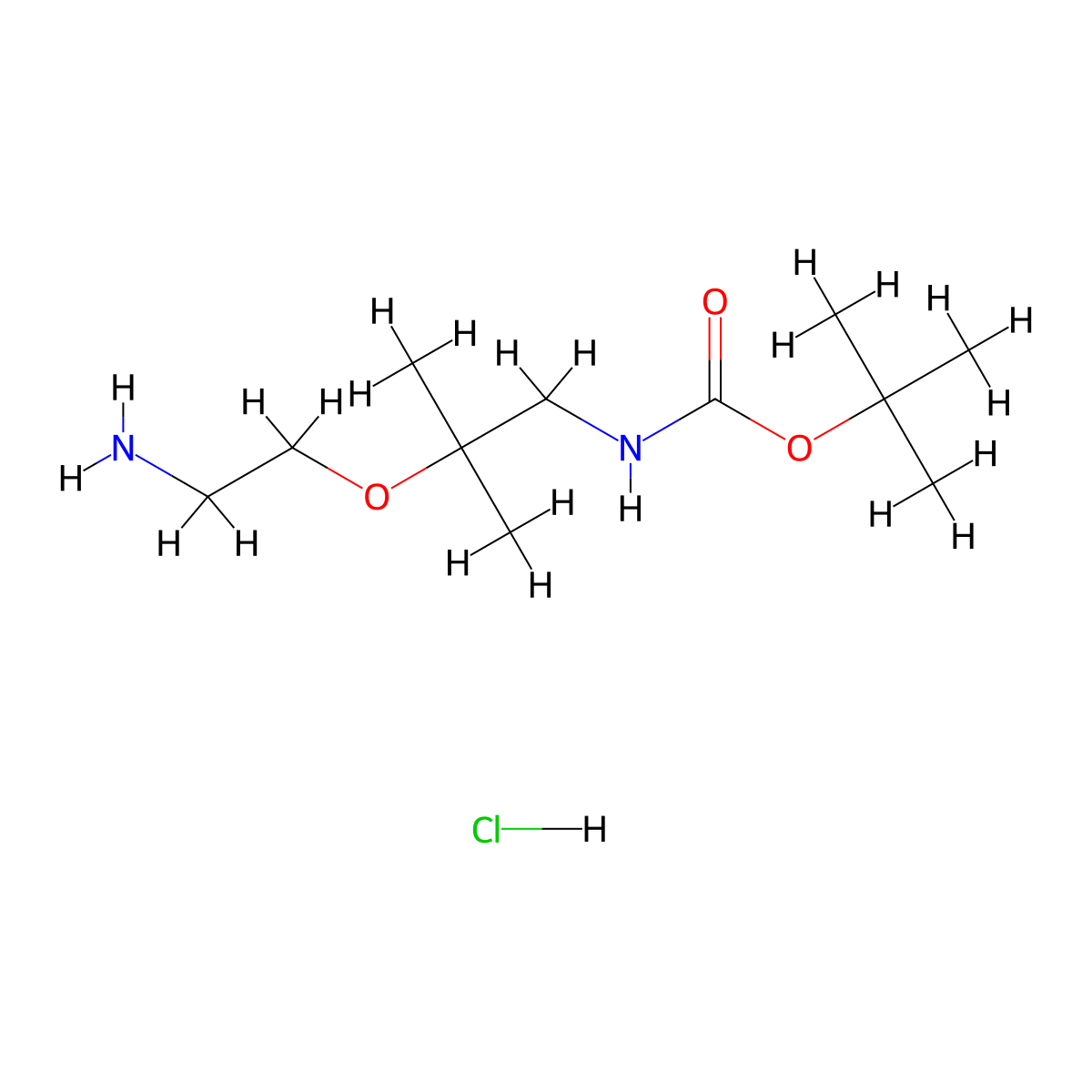 tert-butylN-[2-(2-aminoethoxy)-2-methylpropyl]carbamatehydrochloride molecular structure, CAS 2613385-85-4
