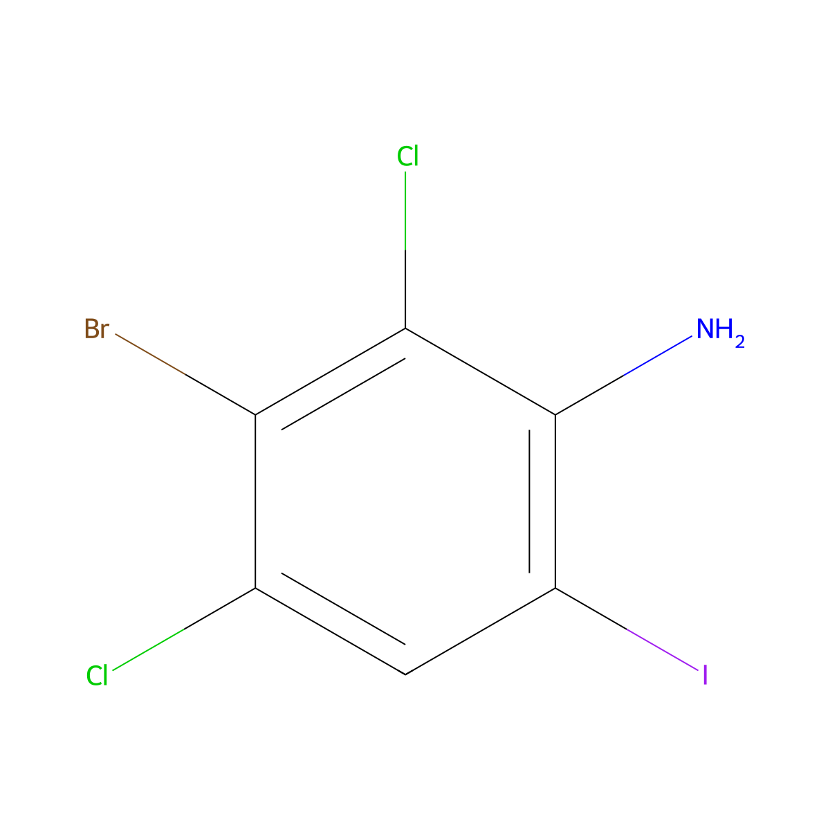 3-Bromo-2,4-dichloro-6-iodoaniline molecular structure, CAS 2613385-89-8